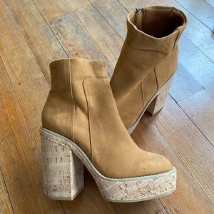 Cork Heeled Ankle Boots
